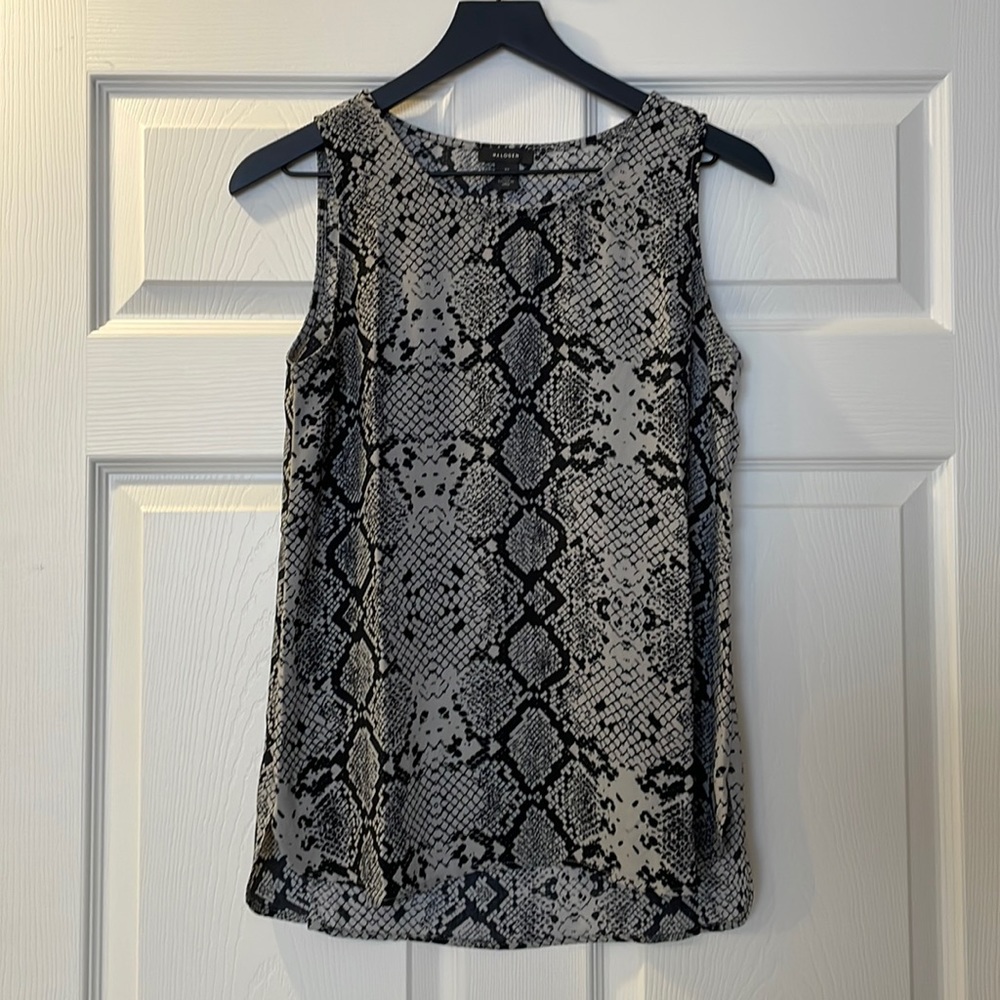 Halogen snakeskin print tabletop blouse, NWOT, XS